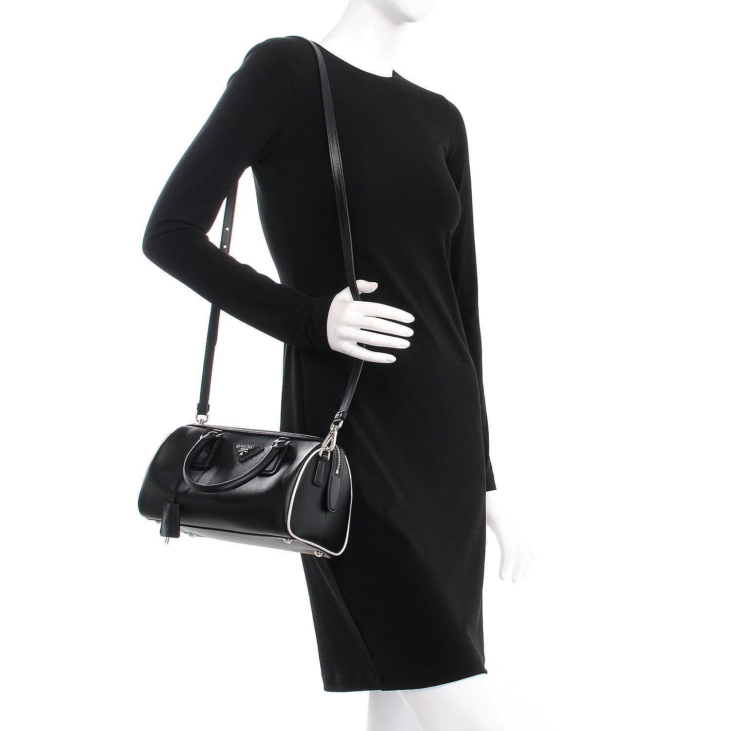 Prada Saffiano Lux Bowler Black 2 of 9