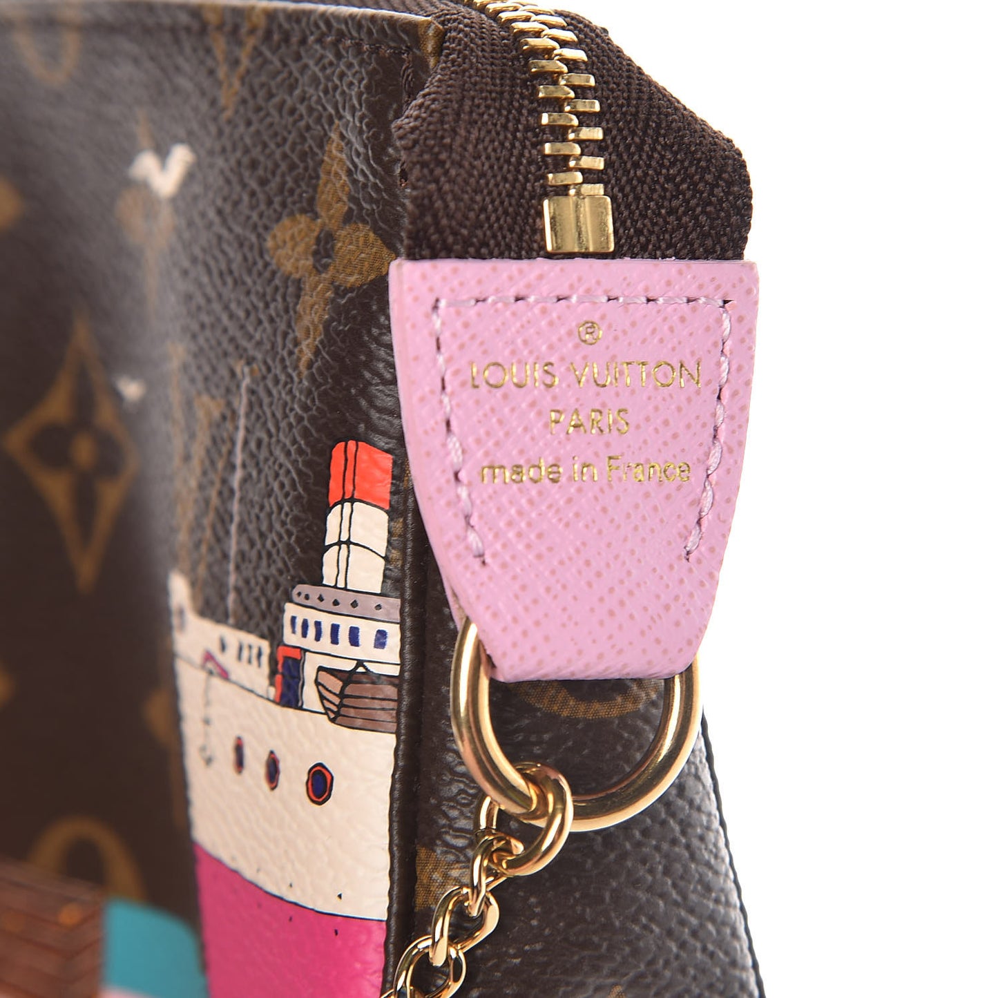 Monogram 2016 Christmas Animation Mini Pochette Accessories Rose Ballerine