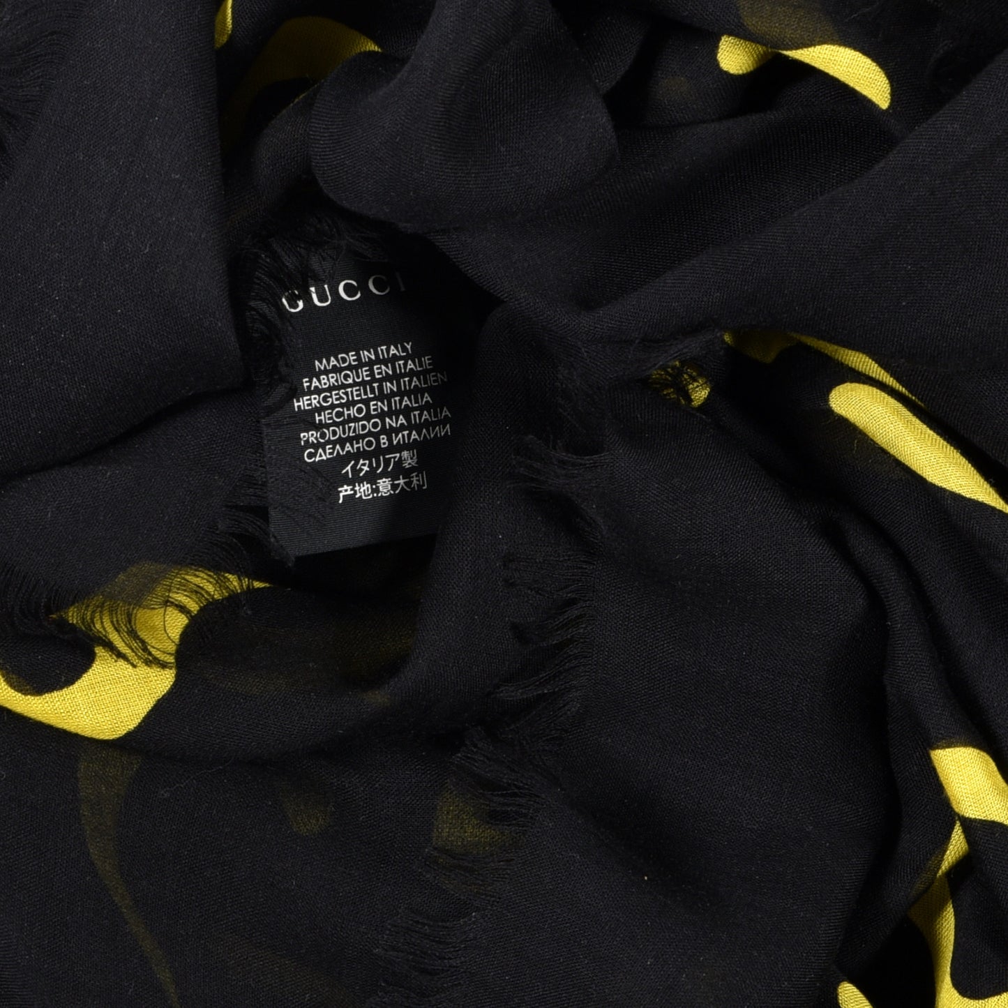Modal Silk GG Writers Shawl Black Yellow