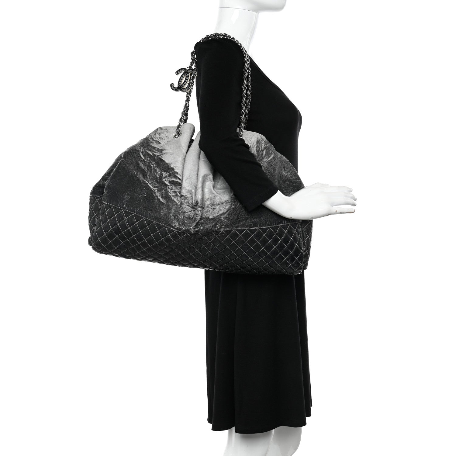 Chanel Vinyl Quilted Melrose Degrade Tote Black 2 of 11