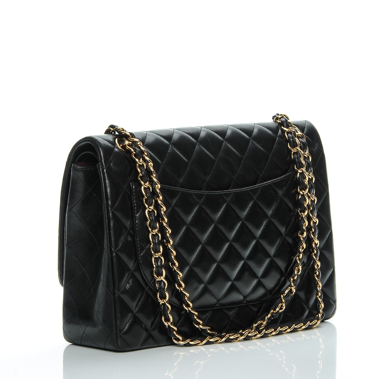 Lambskin Quilted Maxi Double Flap Black