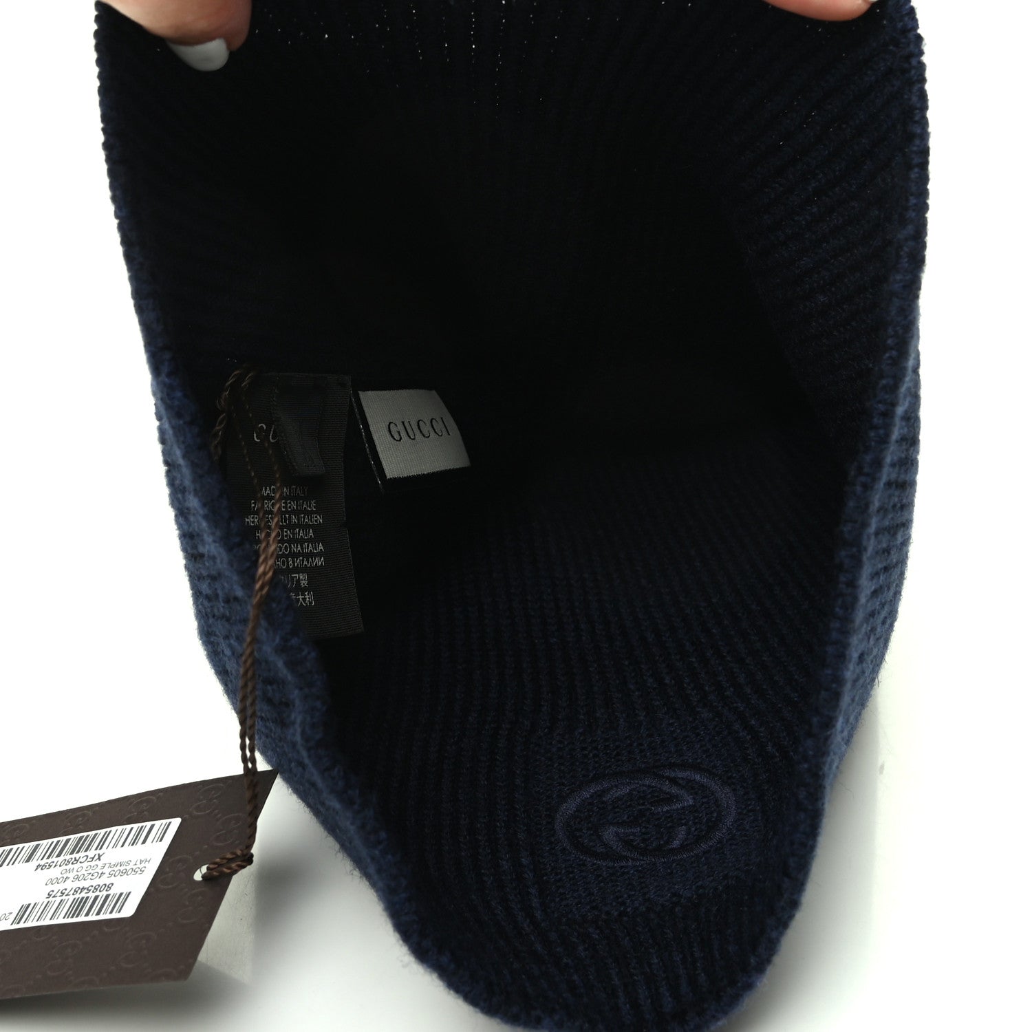 Gucci Wool Tricot Interlocking G Simple GG Beanie Hat M Midnight Blue 4 of 5