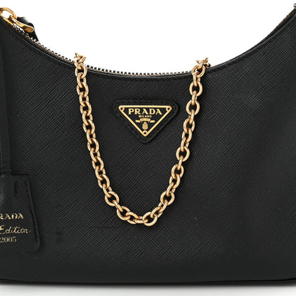 Prada Saffiano Lux Re-Edition 2005 Shoulder Bag Black 9 of 12