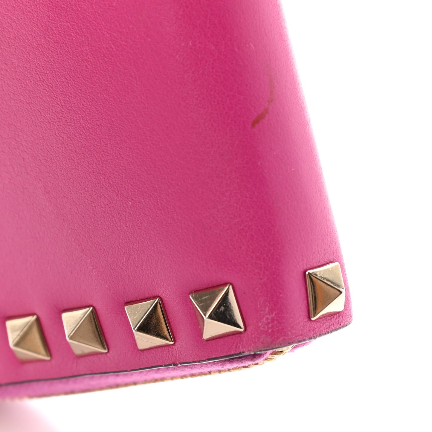 Calfskin Rockstud Zip Around Wallet Bright Fuxia