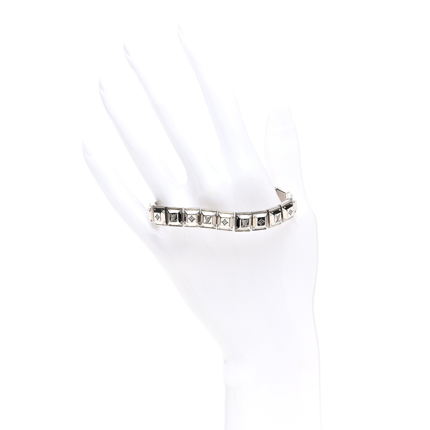 Louis Vuitton Palladium Monogram Nanogram Tennis Bracelet S Silver 2 of 4