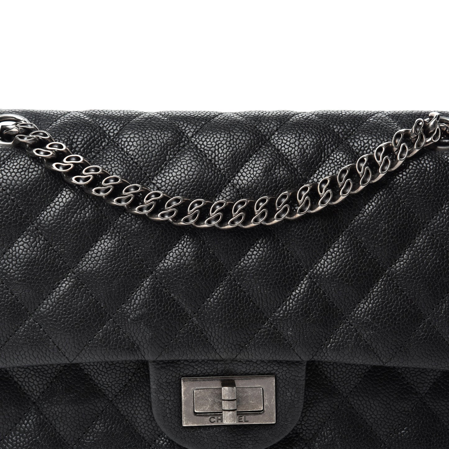 Washed Caviar Quilted 2.55 Reissue 225 Bijoux Chain Flap Black