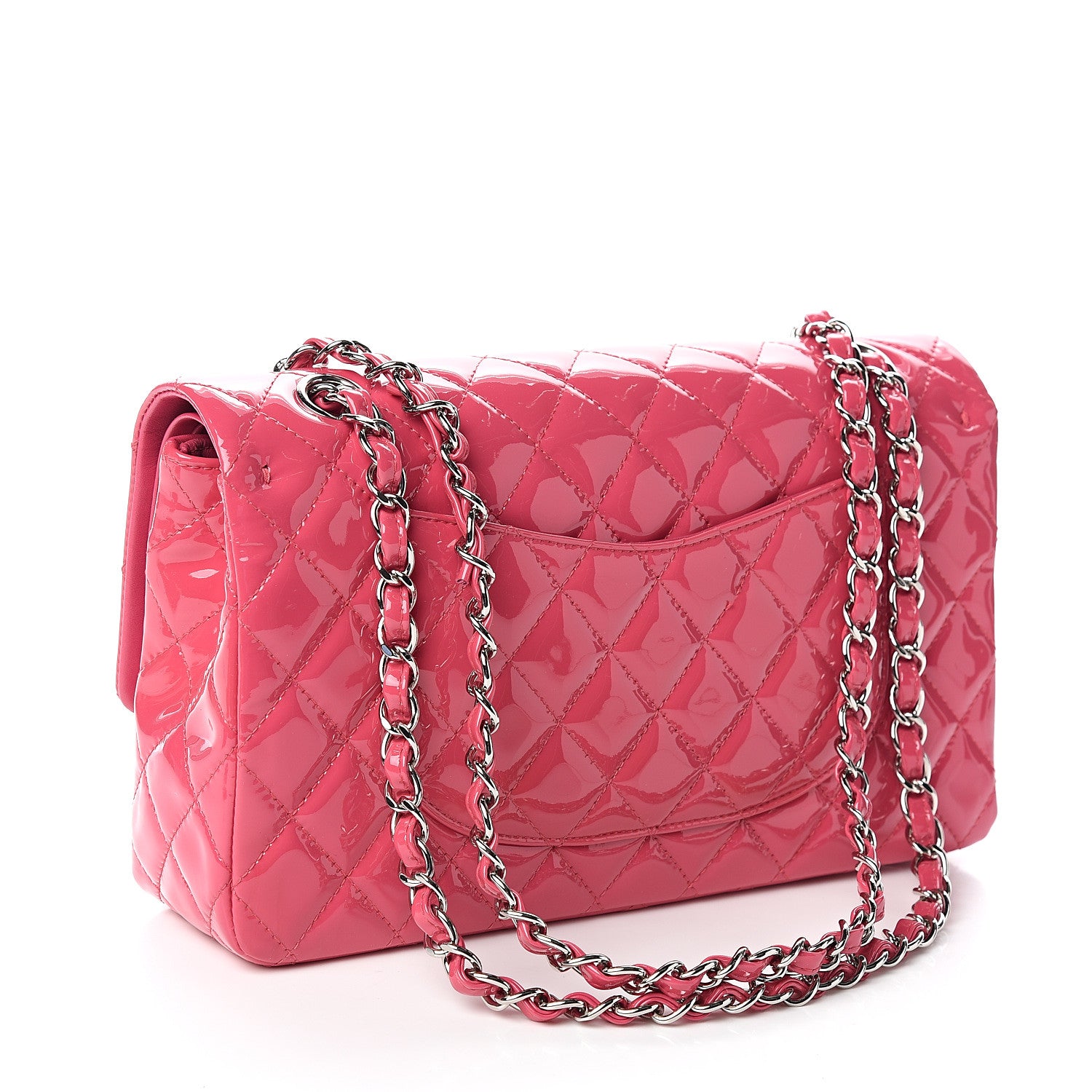 Chanel Patent Quilted Medium Double Flap Fuchsia 2 of 9