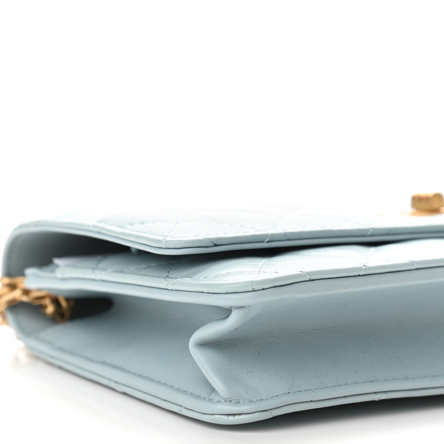Chanel Aged Calfskin Quilted Reissue Wallet On Chain WOC Light Blue 10 of 12