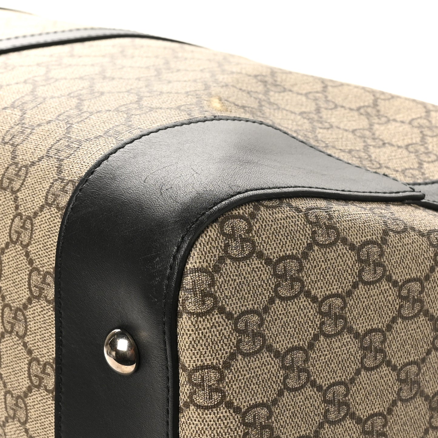 GG Supreme Monogram Selleria Calfskin Large Duffle Beige Ebony Black