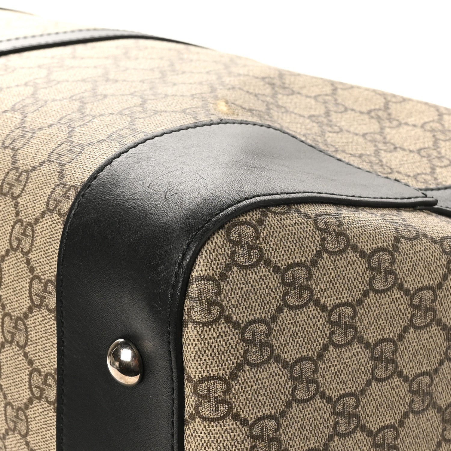 Gucci GG Supreme Monogram Selleria Calfskin Large Duffle Beige Ebony Black 11 of 13