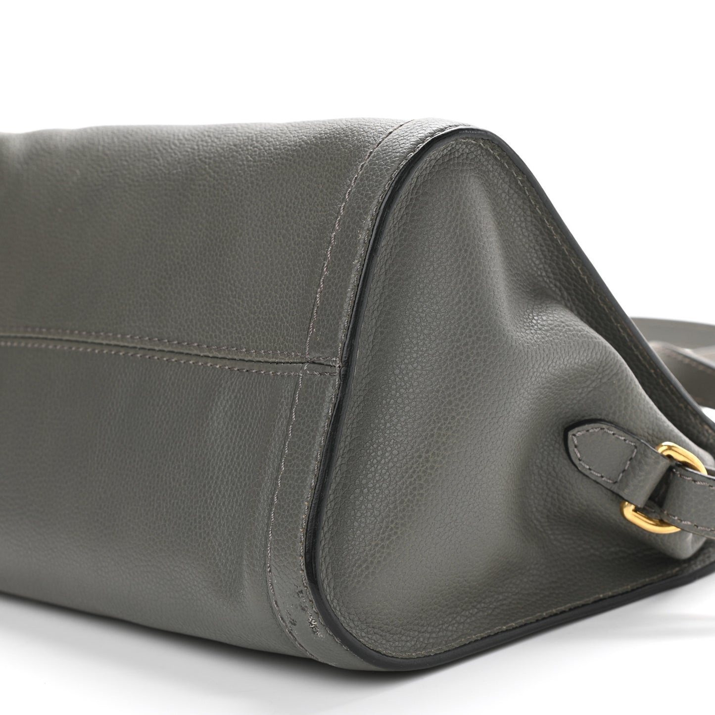 Pebbled Calfskin Small Skull Padlock Zip Around Tote Grey