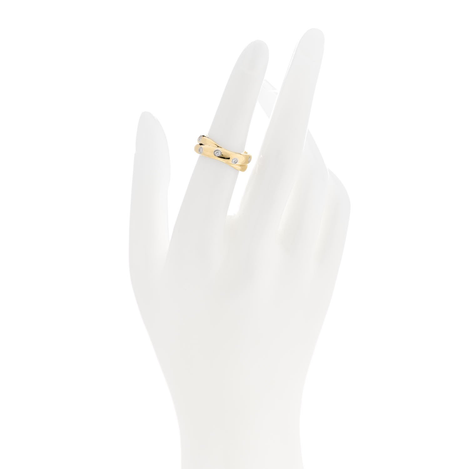 Tiffany 18K Yellow Gold Platinum Diamond Etoile Twist Band Ring 52 6 2 of 5