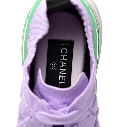Chanel Mixed Fibers Quilted Womens CC Sneakers 39 Purple 6 of 7