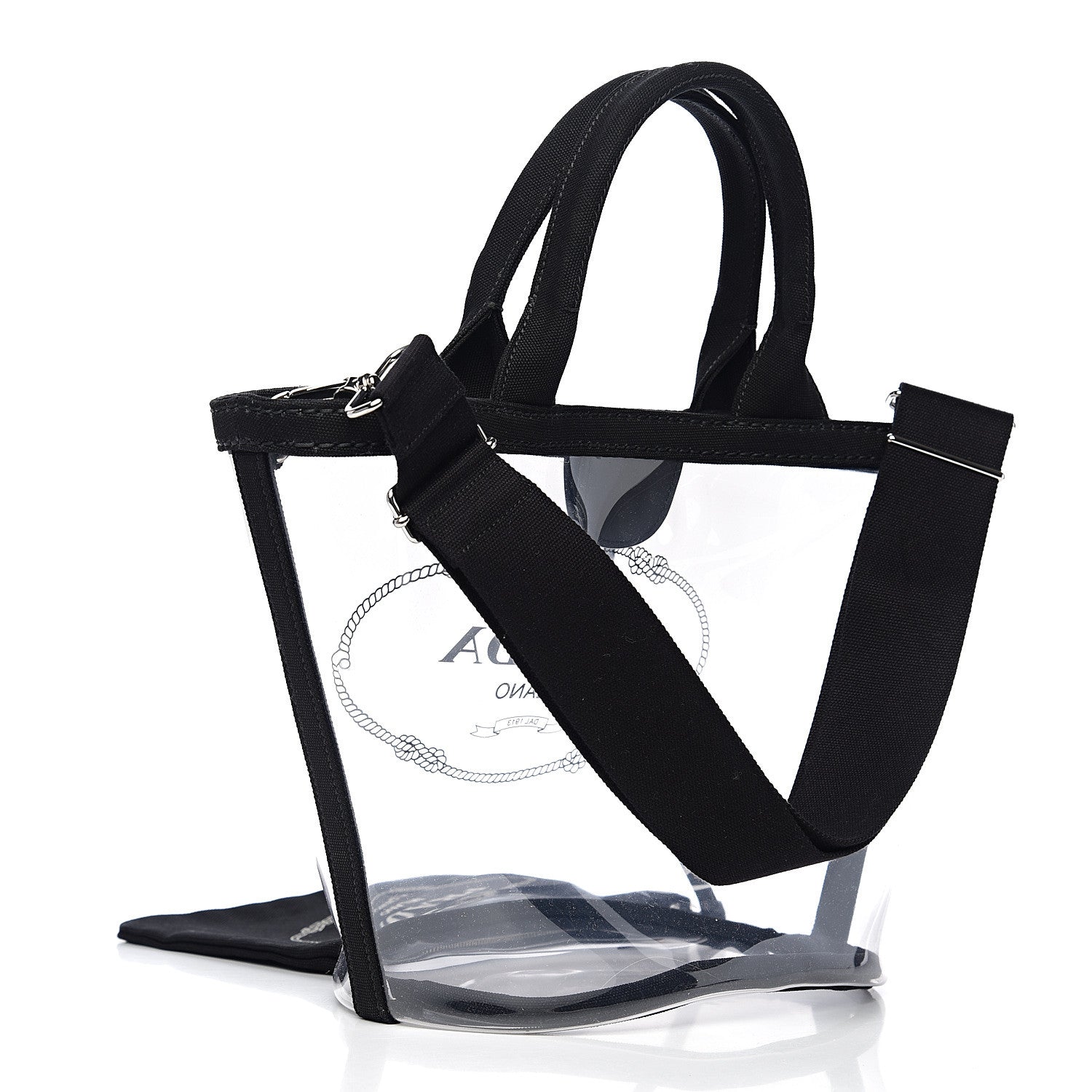 Prada Plexiglass Canapa Small Shopper Tote Black 3 of 10