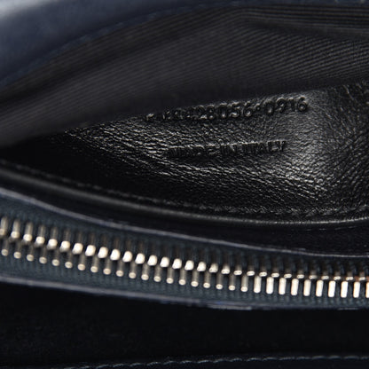 Saint Laurent Sheepskin Matelasse Chevron Monogram Medium College Bag Deep Marine 7 of 7