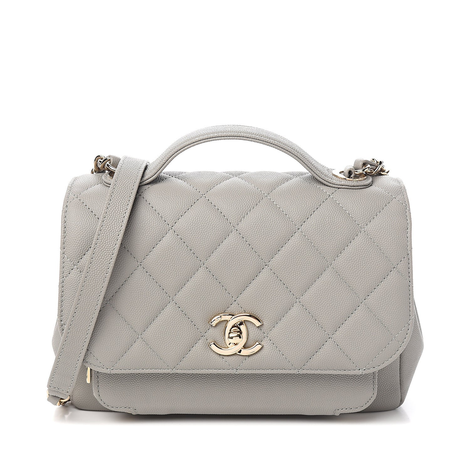 Caviar Quilted Medium Business Affinity Flap Grey