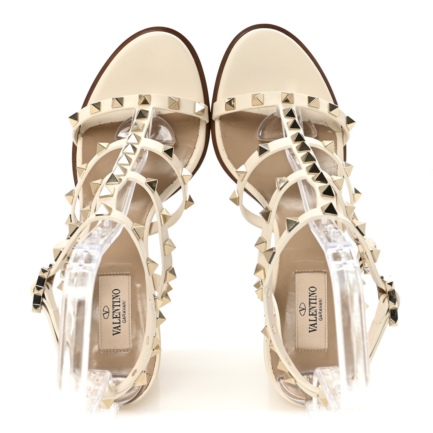 Calfskin Rockstud 90mm City Sandals 40 Ivory