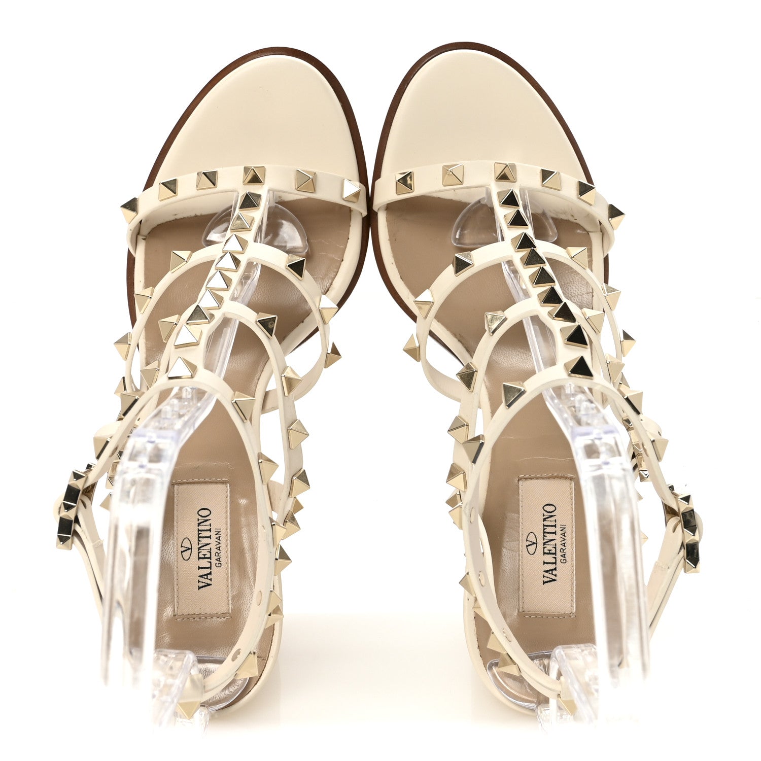 Valentino Garavani Calfskin Rockstud 90mm City Sandals 40 Ivory 2 of 9