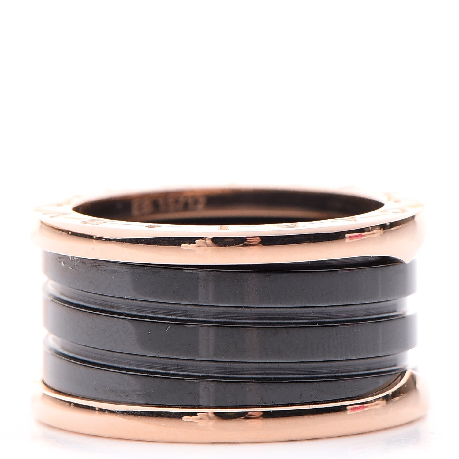 Bulgari 18K Rose Gold Black Ceramic B.Zero1 Four-Band Ring 56 7.5 1 of 5