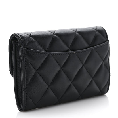 Chanel Lambskin Quilted Flap Card Holder Wallet Black 3 of 7