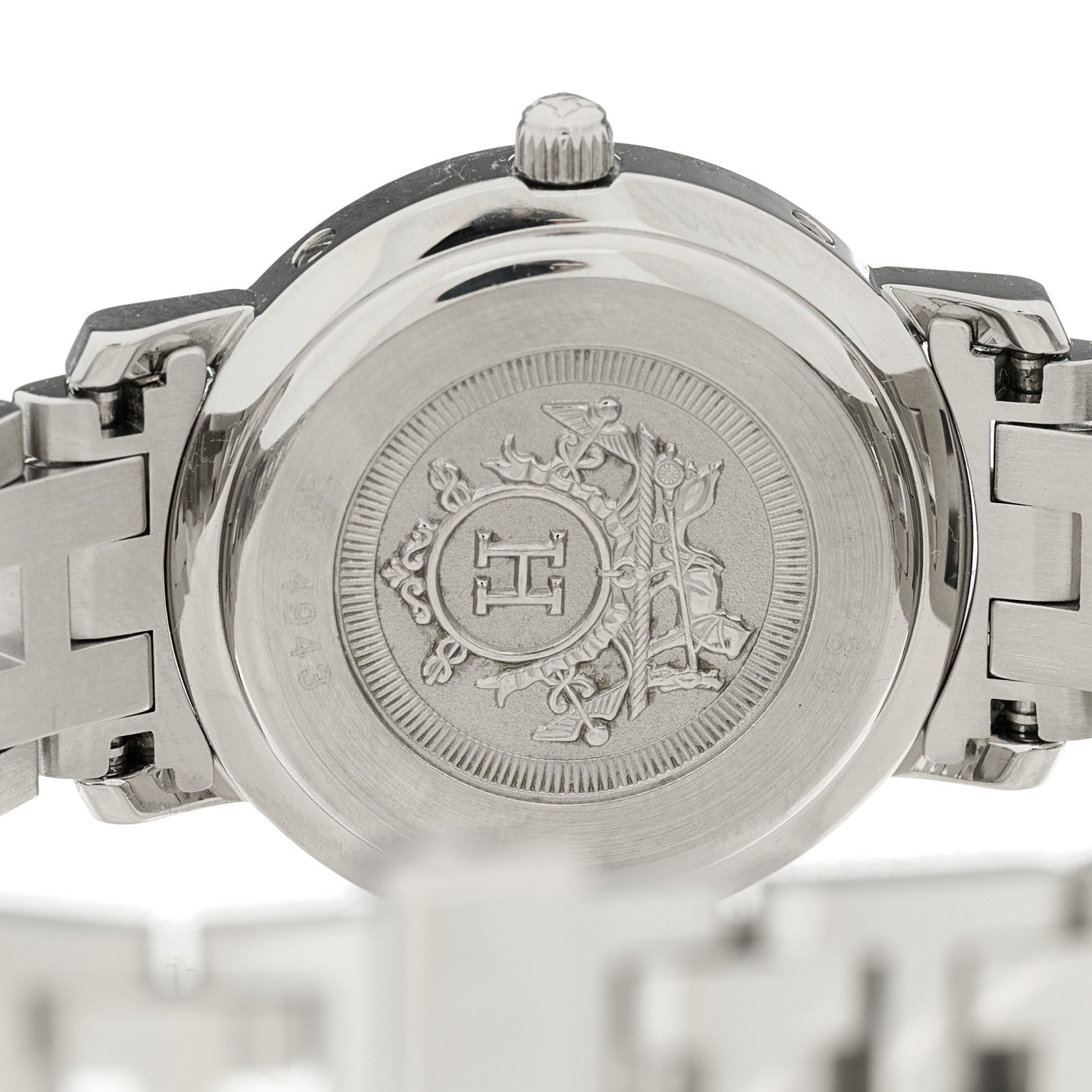 Hermes Stainless Steel Diamond Mother of Pearl 24mm Clipper Nacre Quartz Watch Blue 4 of 4