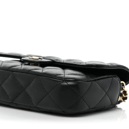 Chanel Caviar Quilted Flap Phone Holder With Chain Black 10 of 10