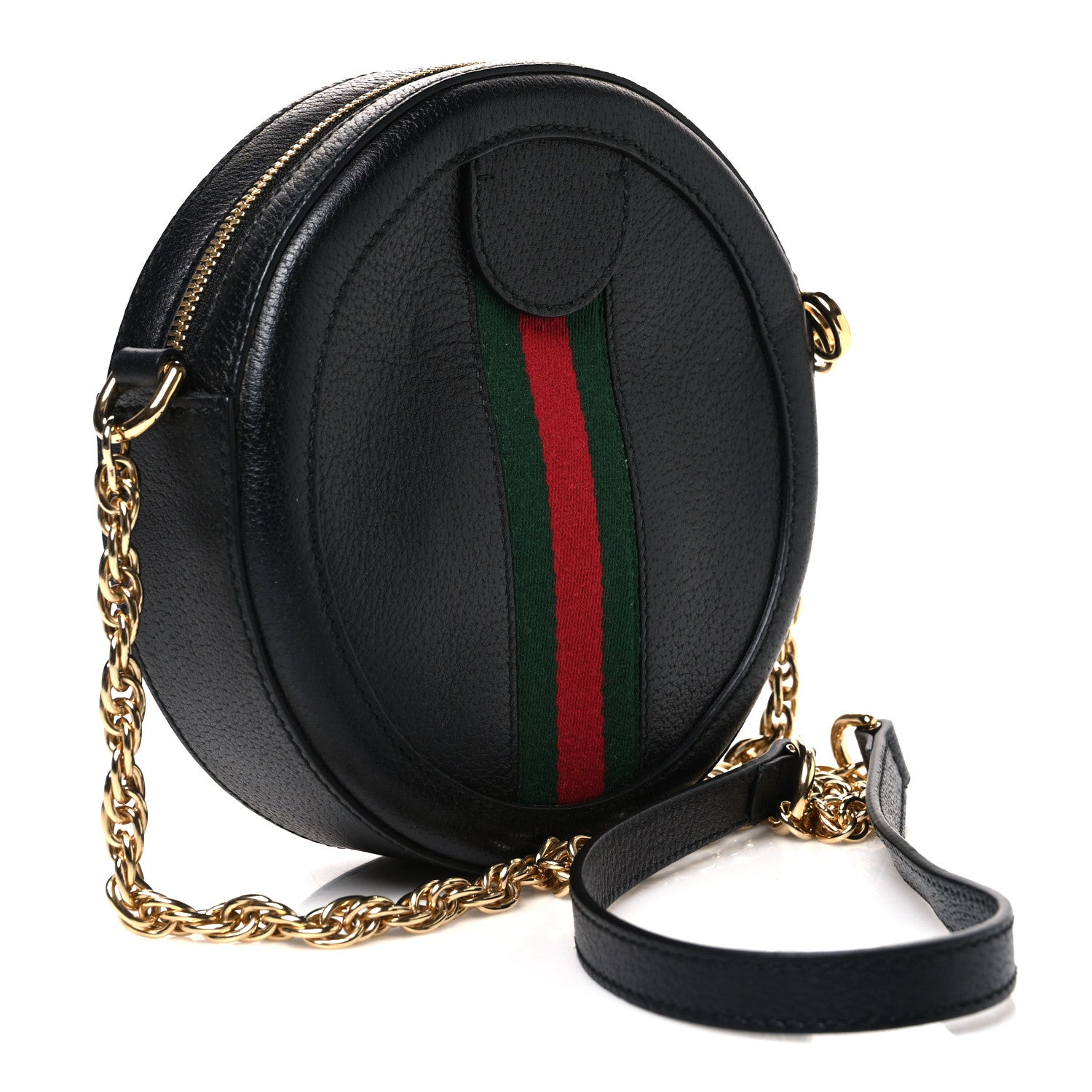 Gucci Grained Calfskin Web Mini Ophidia Round Shoulder Bag Black 3 of 10
