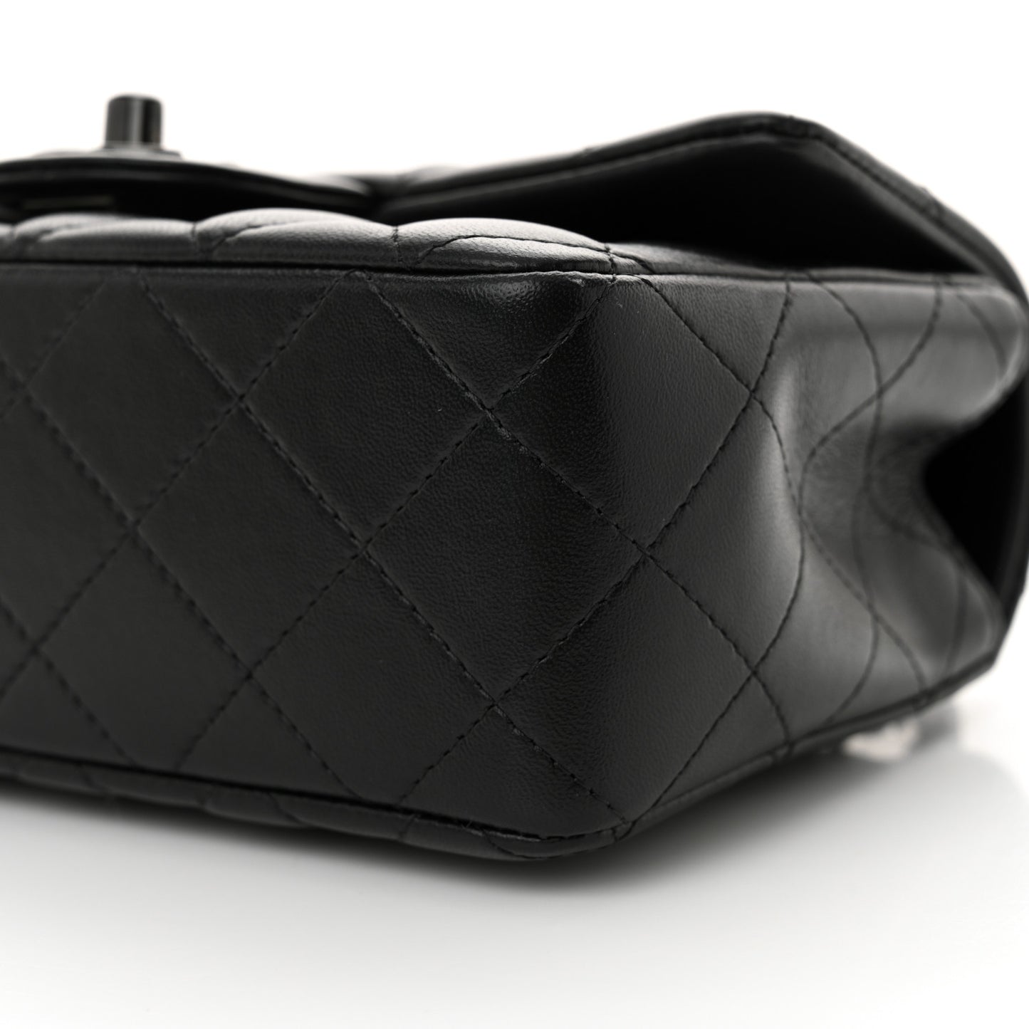 Lambskin Quilted Mini Top Handle Rectangular Flap So Black