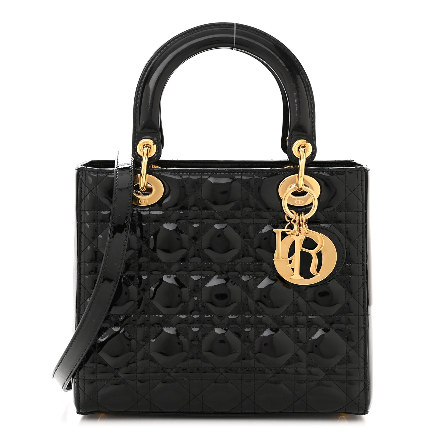 Patent Cannage Medium Lady Dior Black
