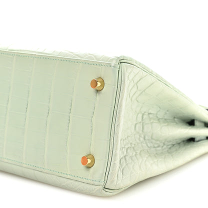 Hermes Matte Alligator Kelly Retourne 28 Vert D'eau 10 of 11