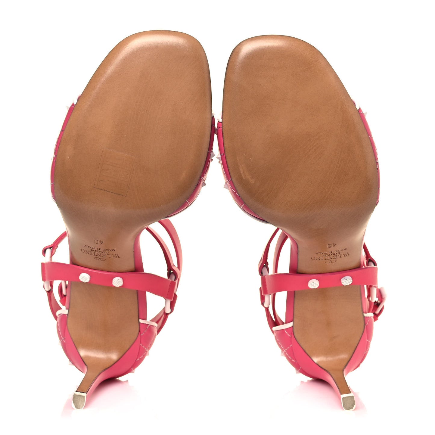 Nappa Free Rockstud Spike 90mm Ankle Strap Sandals 40 Shadow Pink Optic White