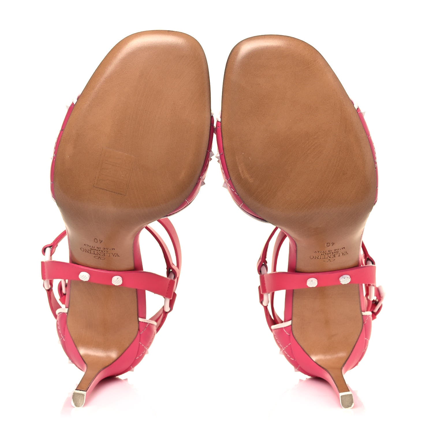 Valentino Garavani Nappa Free Rockstud Spike 90mm Ankle Strap Sandals 40 Shadow Pink Optic White 5 of 10