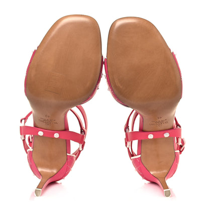 Valentino Garavani Nappa Free Rockstud Spike 90mm Ankle Strap Sandals 40 Shadow Pink Optic White 5 of 10