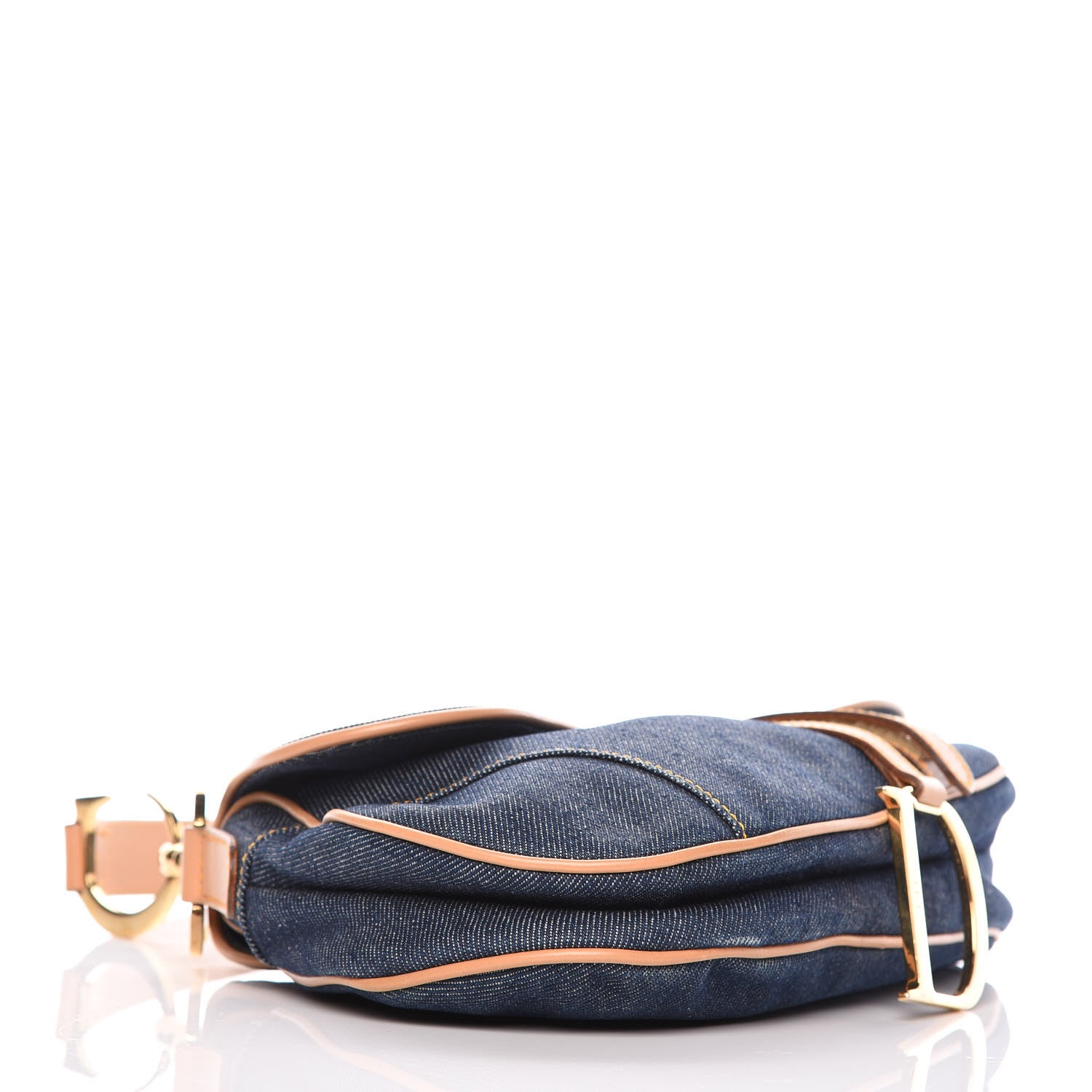 Christian Dior Denim Calfskin Saddle Bag Blue 4 of 13