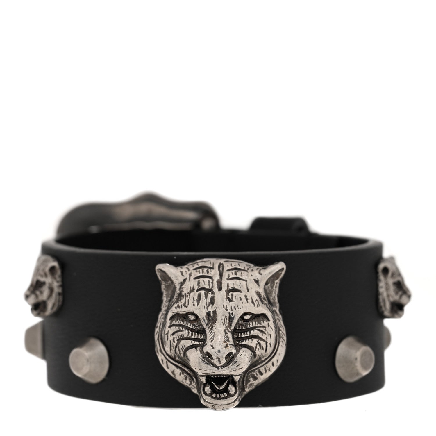 Gucci Calfskin Feline Heads Bracelet Black 1 of 5