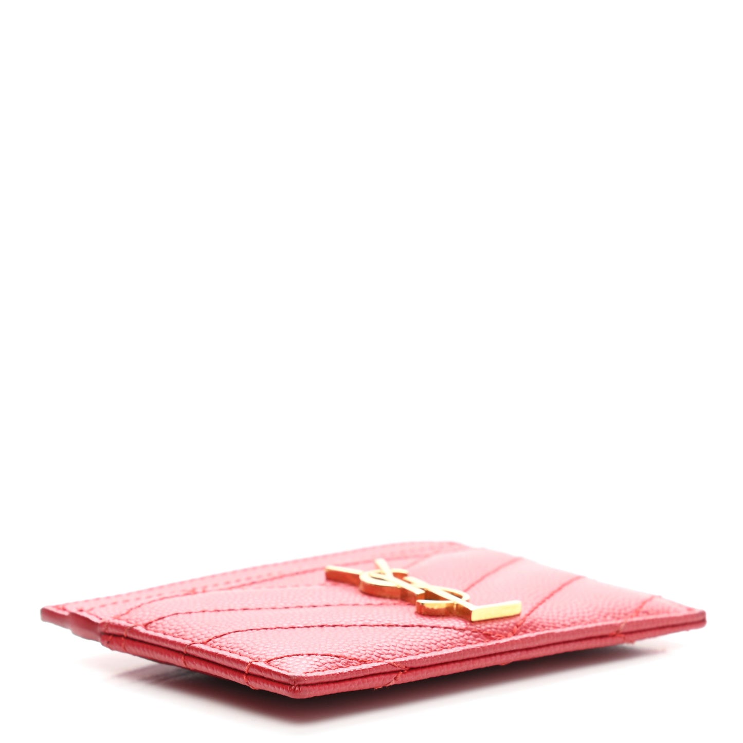 Grain De Poudre Matelasse Chevron Monogram Credit Card Case Bandana Red