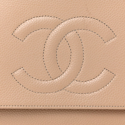 Chanel Caviar Timeless CC Wallet on Chain WOC Beige 8 of 12