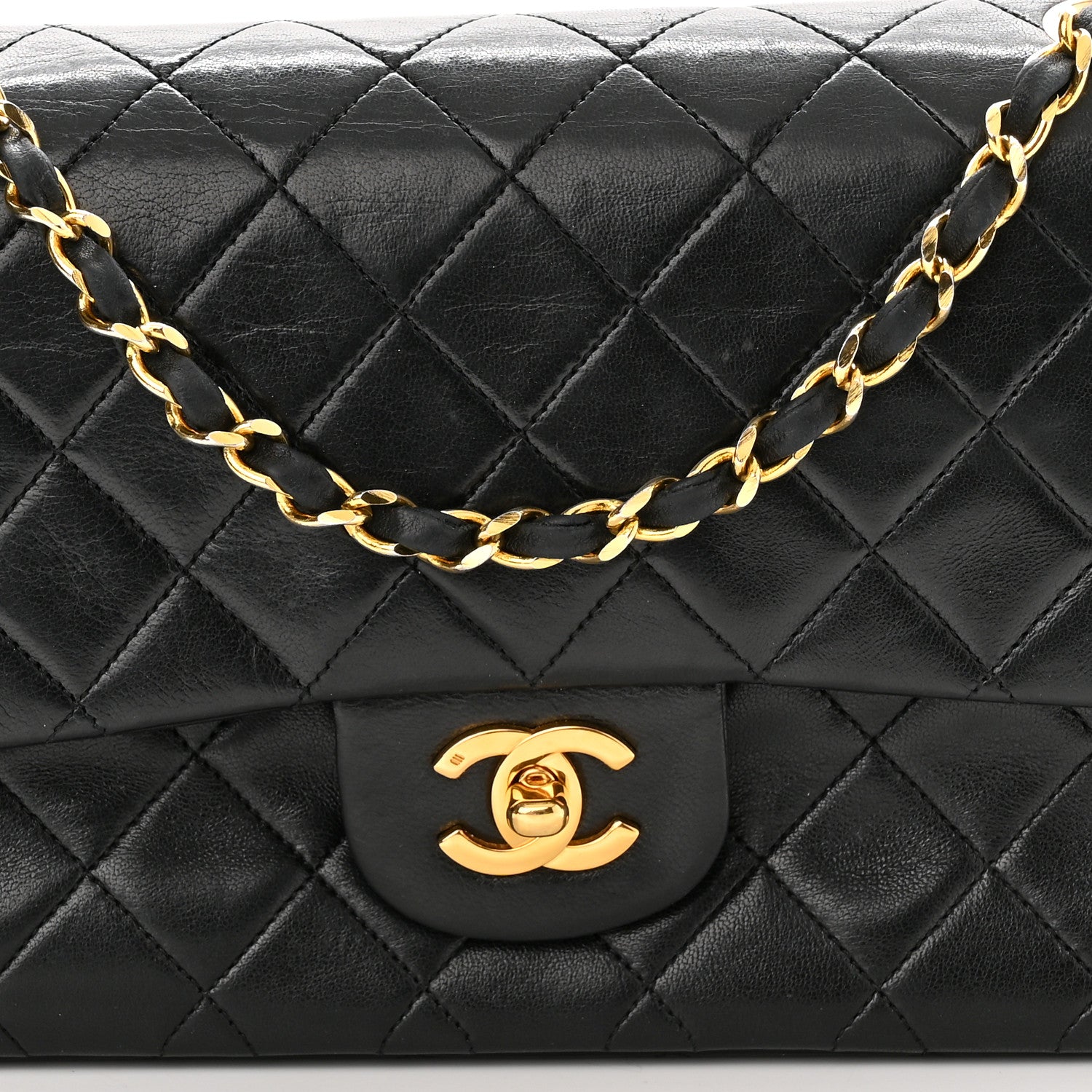 Chanel Lambskin Quilted Medium Double Flap Black 8 of 11