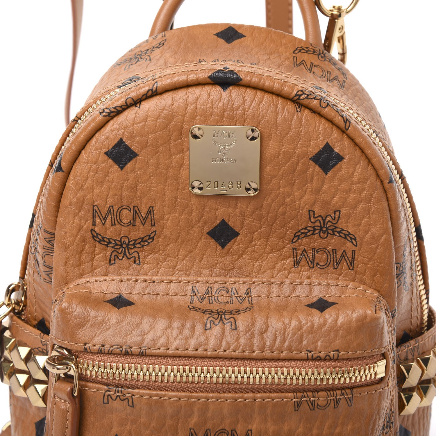 MCM Visetos Side Stud X-Mini Stark Backpack Cognac 8 of 8