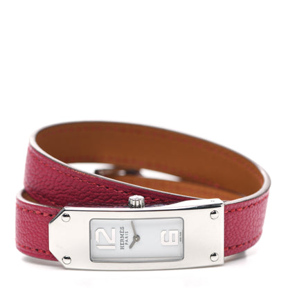 Hermes Stainless Steel Chevre Mysore 15mm Kelly II Double Tour Quartz Watch Rose Pourpre 4 of 10
