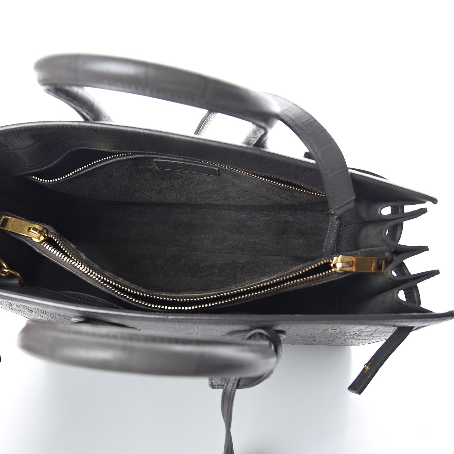 Calfskin Crocodile Embossed Small Sac De Jour Fog