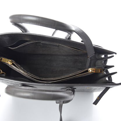 Saint Laurent Calfskin Crocodile Embossed Small Sac De Jour Fog 4 of 9