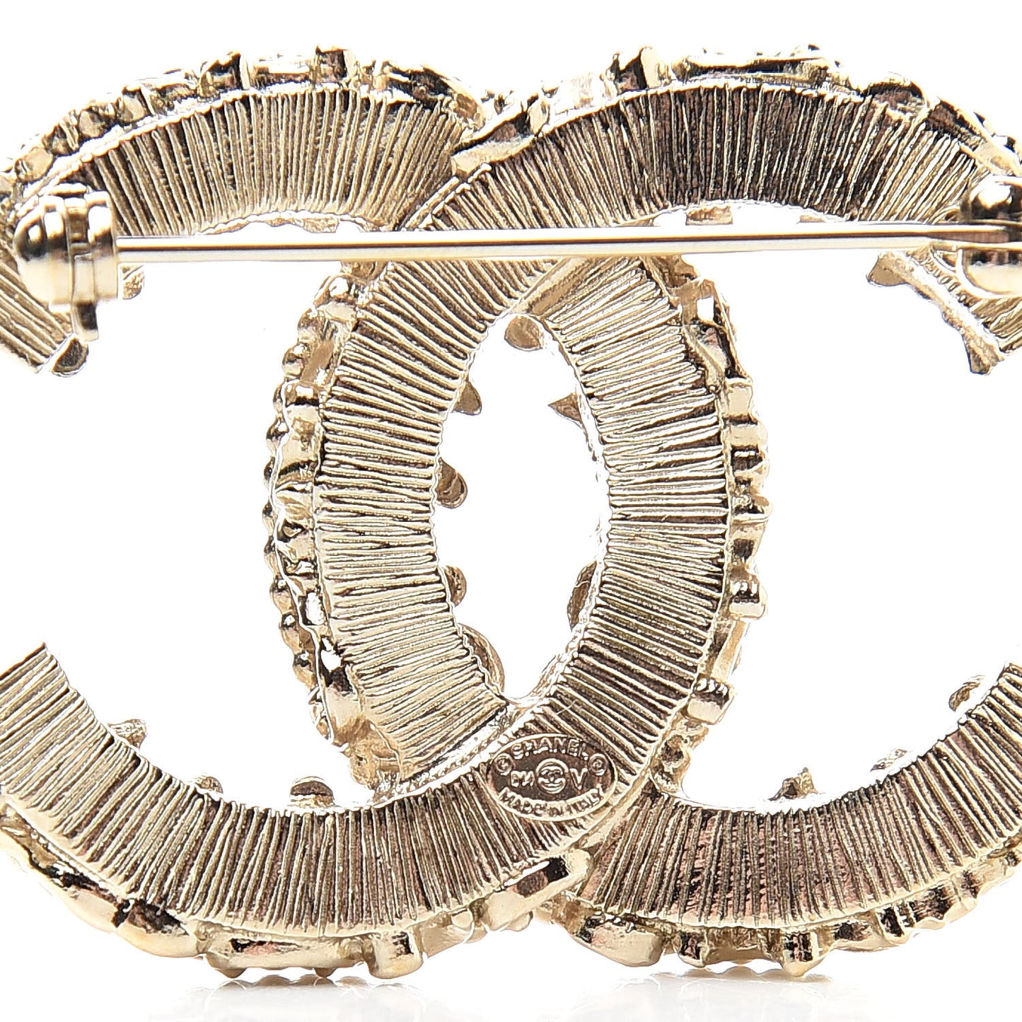 Enamel CC Baroque Brooch Black Gold