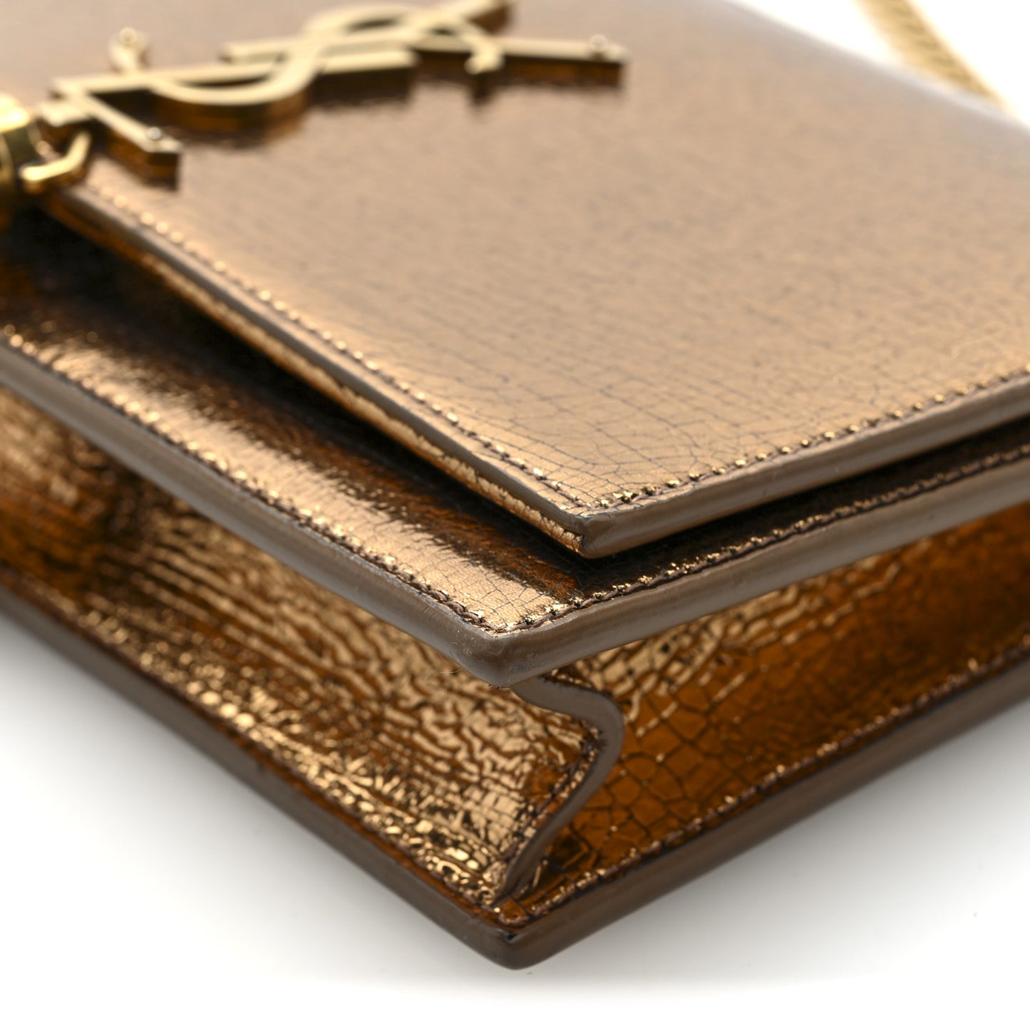 Metallic Calfskin Classic Monogram Kate Tassel Chain Wallet Gold