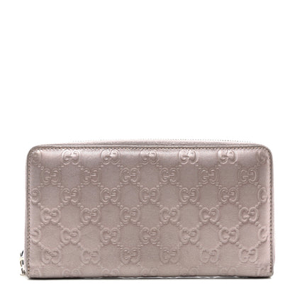 Gucci Metallic Guccissima Twins Zip Around Organizer Wallet Light Pink 1 of 9