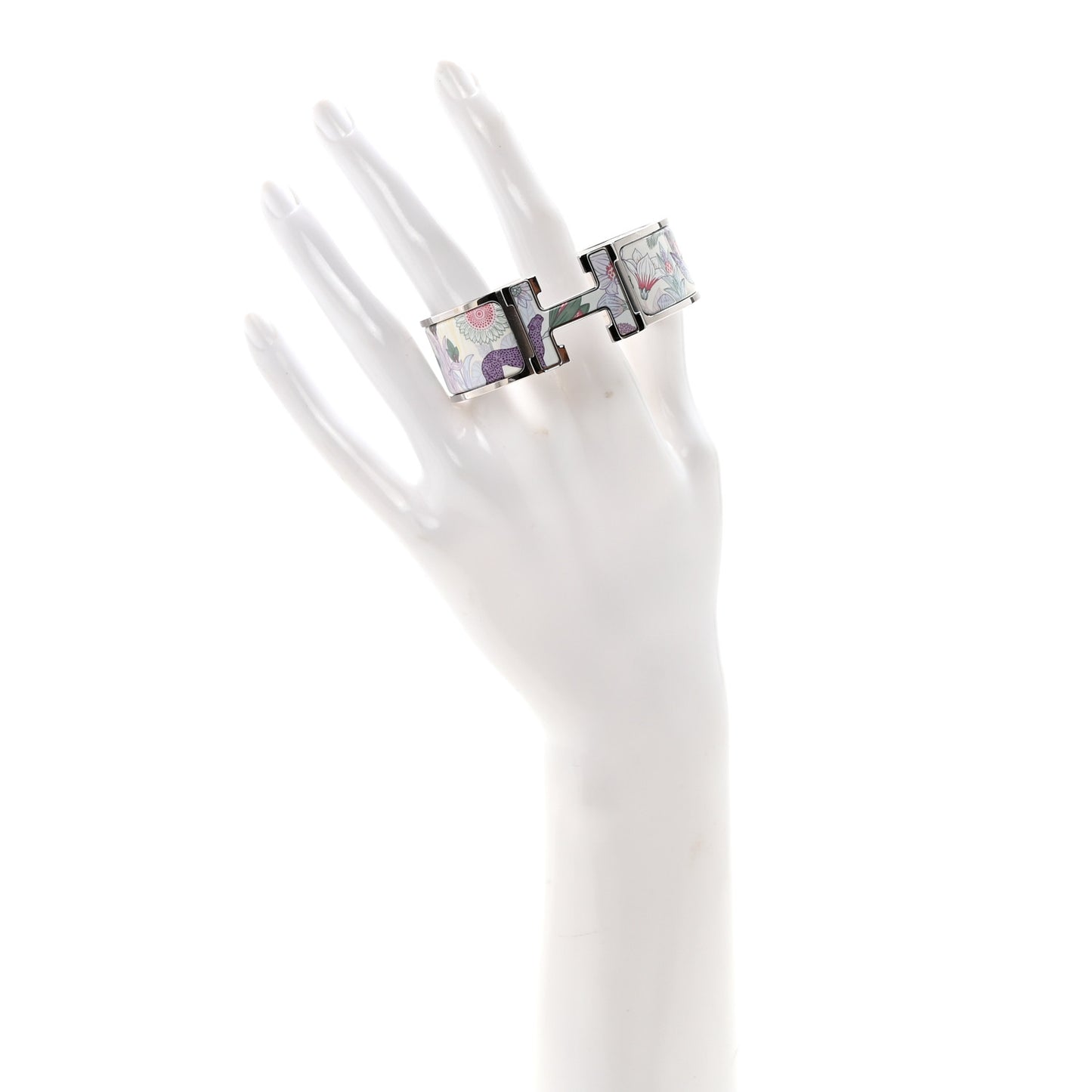 Enamel Printed Wide Precious Paradise Clic Clac H Bracelet PM Jasmin