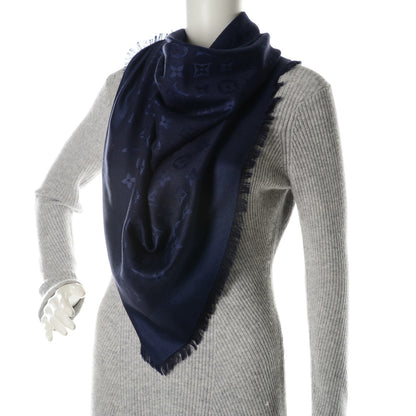 Louis Vuitton Wool Silk Monogram Shawl Blue Nuit 2 of 5