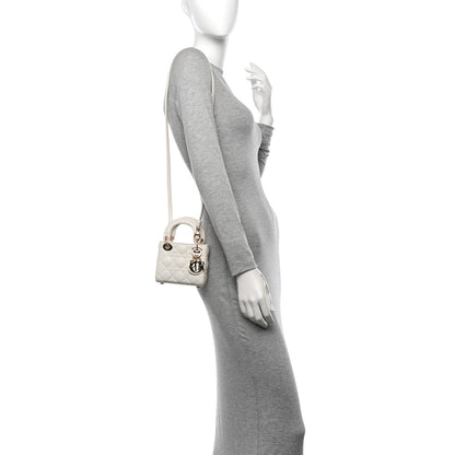 Christian Dior Lambskin Cannage Micro Lady Dior Latte 2 of 11