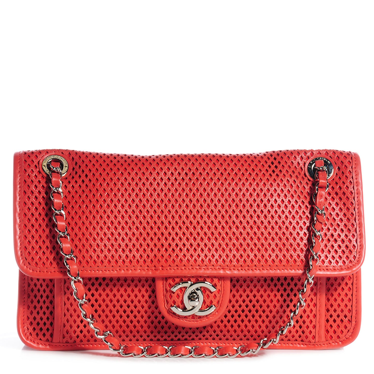 Perforated Calfskin Up In The Air Flap Red