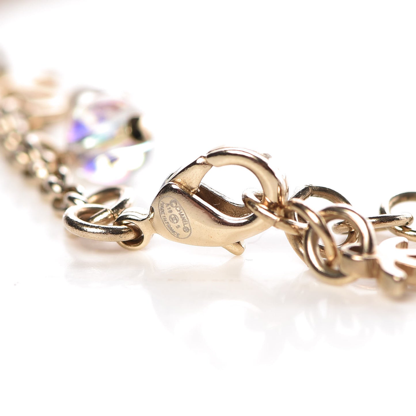 Pearl Beaded CC Bracelet Pink Gold